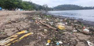 Praia de Paquetá amanhece forrada de lixo