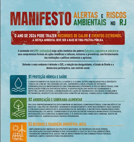 Manifesto: alertas e riscos ambientais no RJ