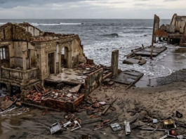 Atlântida brasileira: a praia que vem sendo engolida pelo mar e que perde 5 metros de terreno todos os anos, onde as casas se tornam ruínas na areia