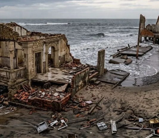Atlântida brasileira: a praia que vem sendo engolida pelo mar e que perde 5 metros de terreno todos os anos, onde as casas se tornam ruínas na areia